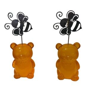 Honey Yellow/Orange Bear Set with Bee Shaped Photo/Card Holder Baby Kids Decor